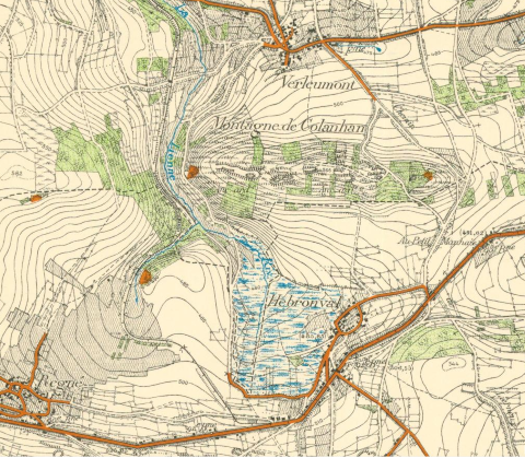 Montagne de Colanhan, bij Hébronval (stafkaart 1937)